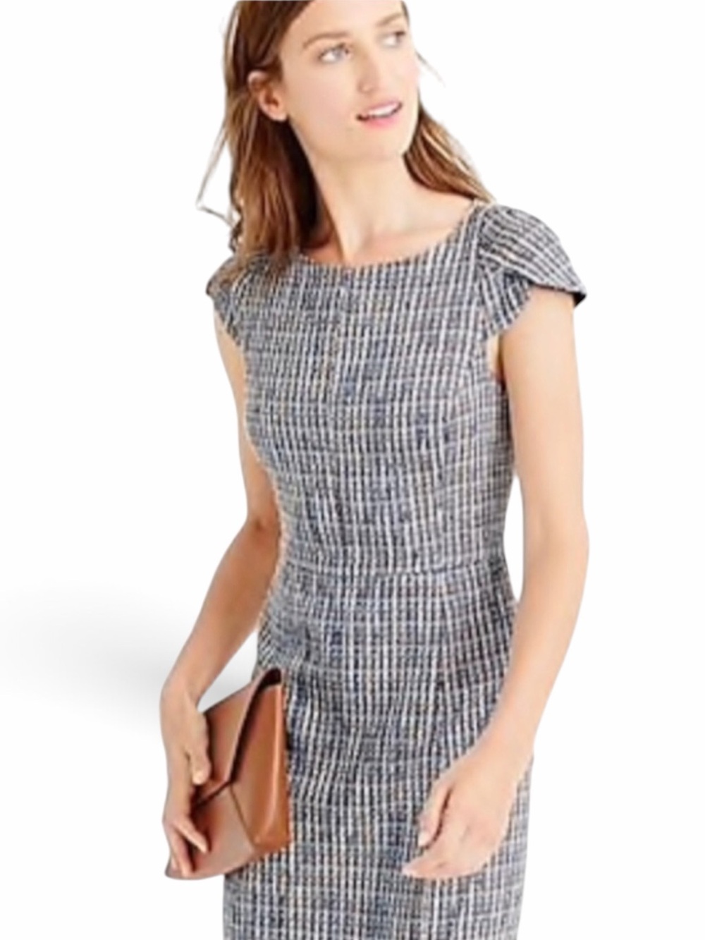 J. Crew Cap Sleeve Tweed Sheath Dress sz 8 Cotton Blend
